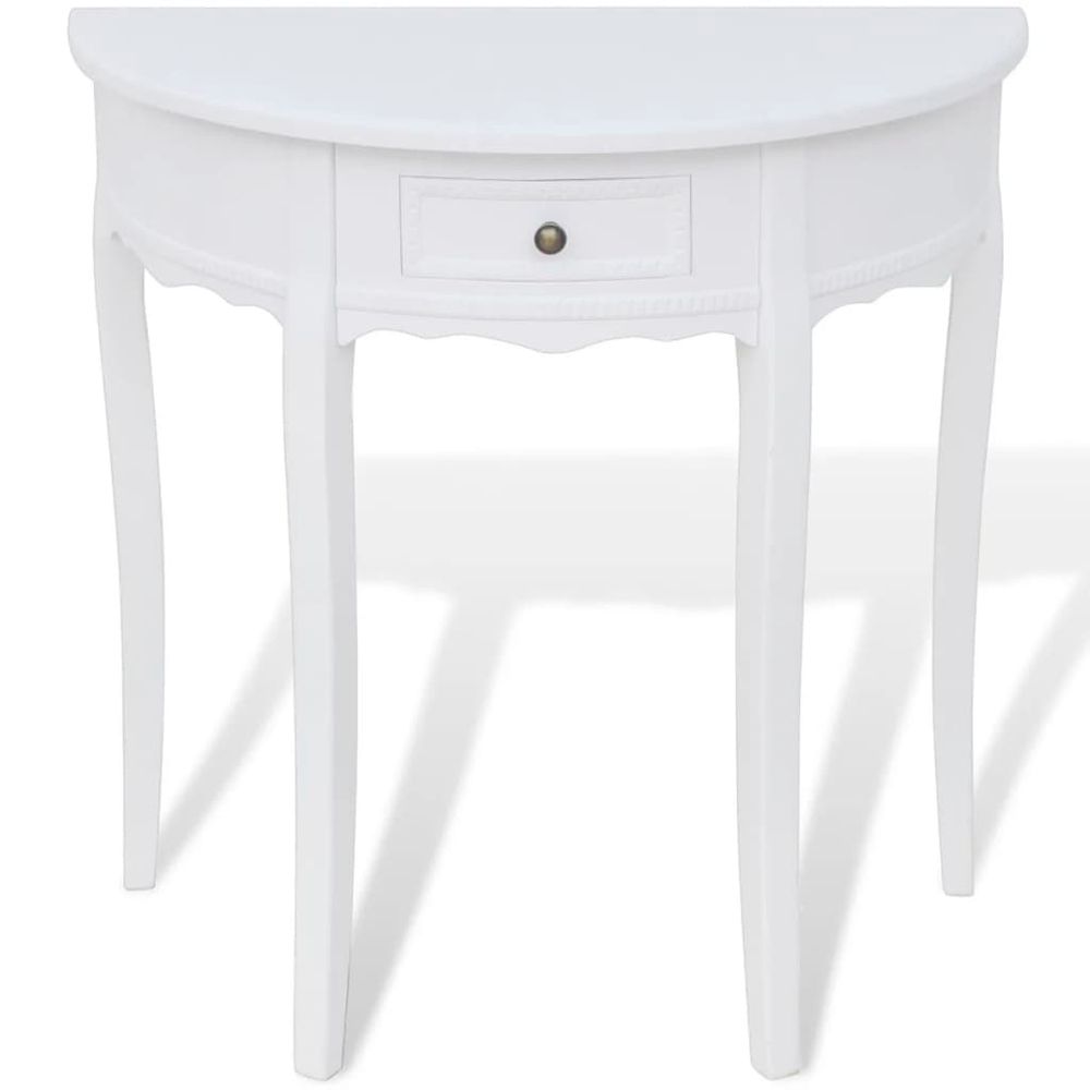 Console Table with Drawer Half-round vidaXL White - Console Table from vidaXL