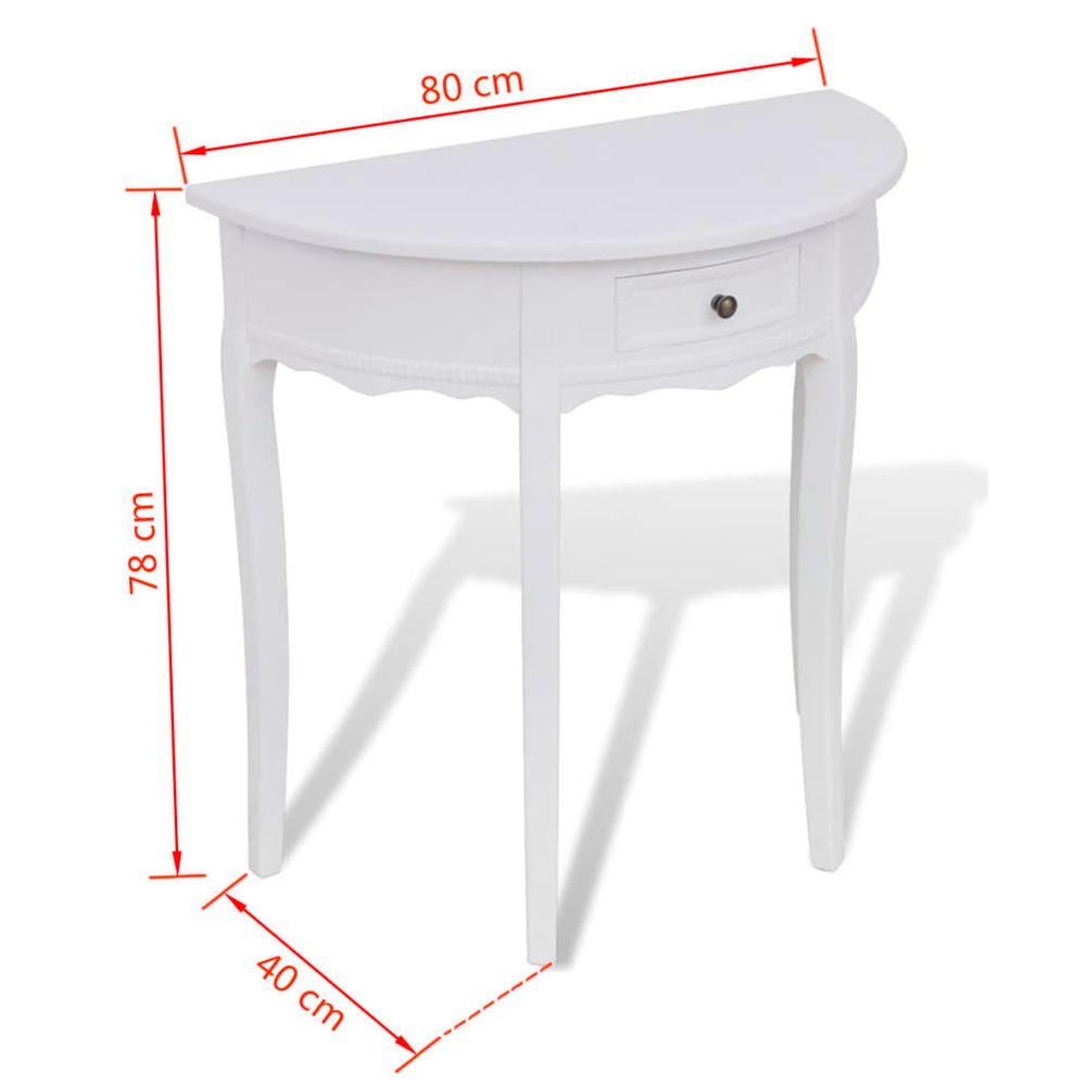 Console Table with Drawer Half-round vidaXL White - Console Table from vidaXL