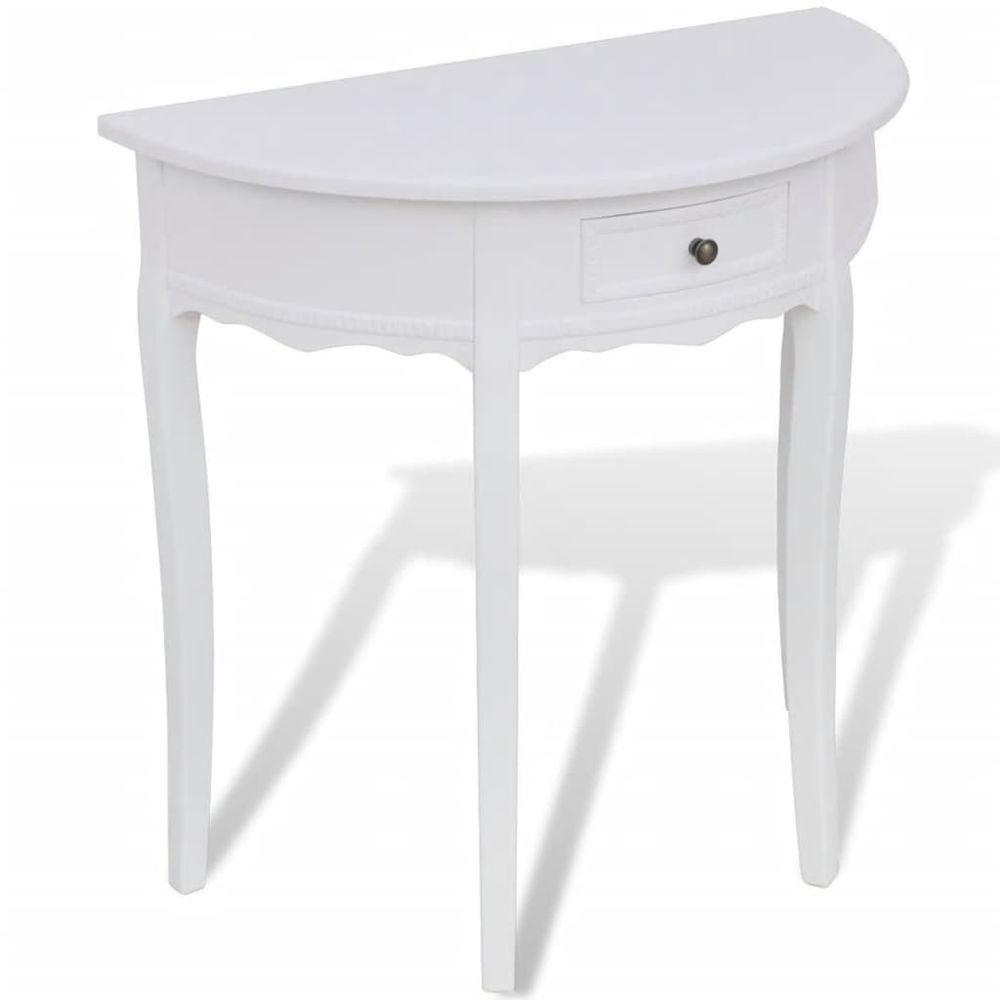 Console Table with Drawer Half-round vidaXL White - Console Table from vidaXL