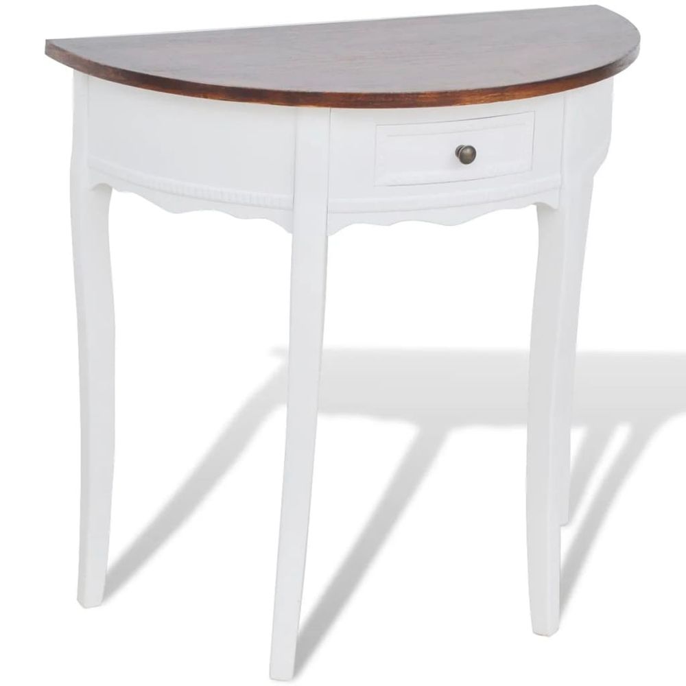 Console Table with Drawer Half-round vidaXL White - Console Table from vidaXL