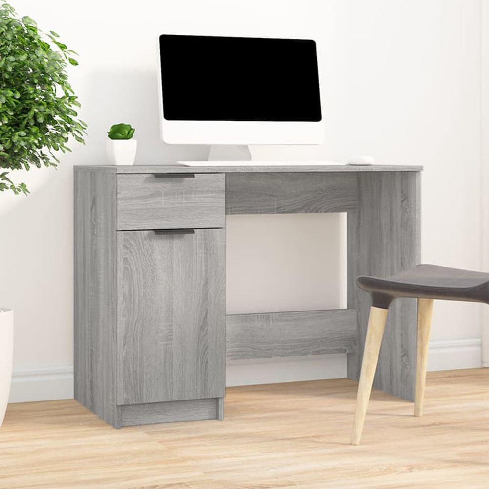 Desk Smoked Oak 100x50x75 cm vidaXL Engineered Wood - Desk from vidaXL