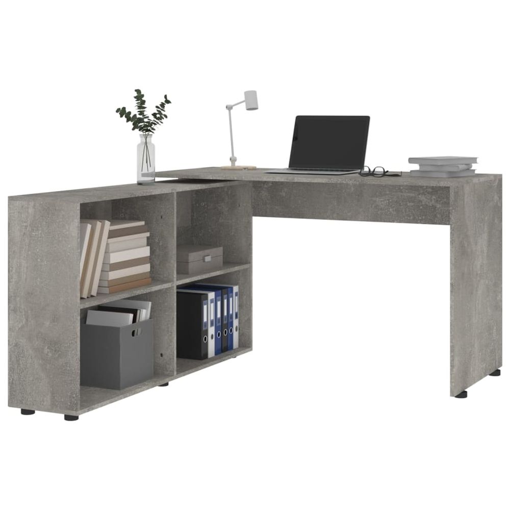 Corner Desk Concrete Grey Engineered Wood - Desk from vidaXL