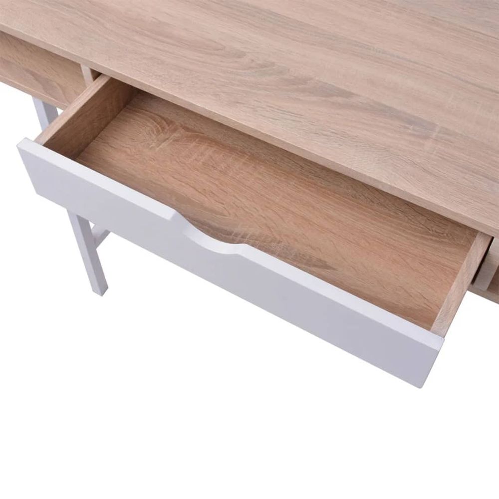 Desk with 1 Drawer vidaXL Oak and White - Desk from vidaXL