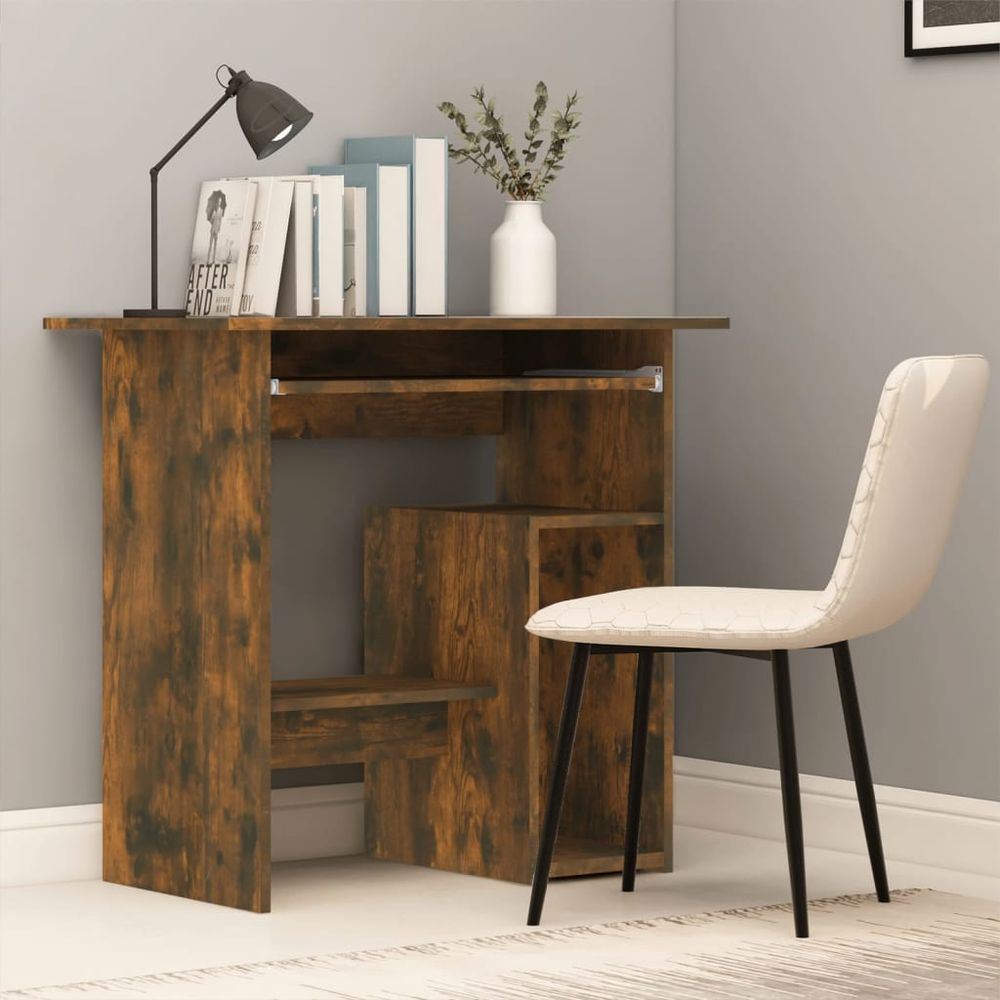 Desk Smoked Oak 80x45x74 cm vidaXL Engineered Wood - Desk from vidaXL