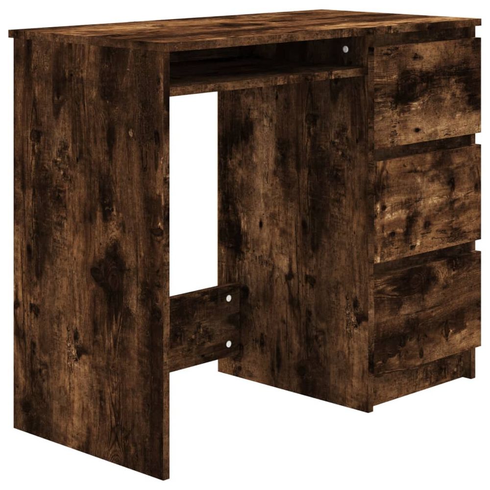 Desk Smoked Oak 90x45x76 cm vidaXL Engineered Wood - Desk from vidaXL