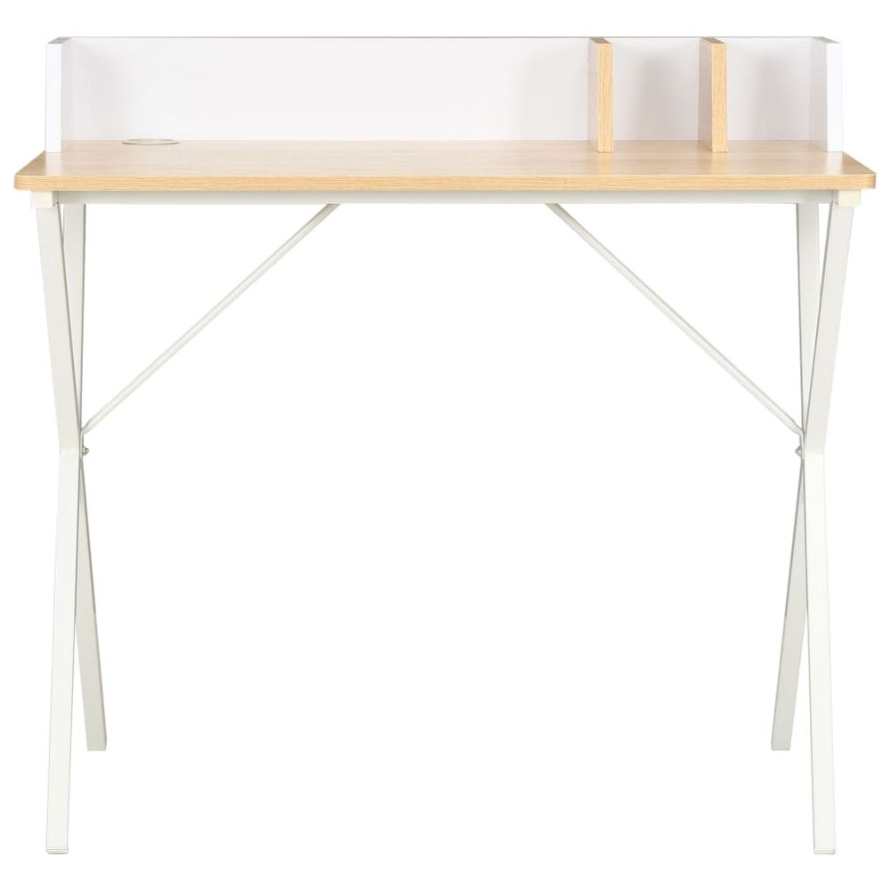 Desk White and Natural vidaXL 80x50x84 cm - Desk from vidaXL