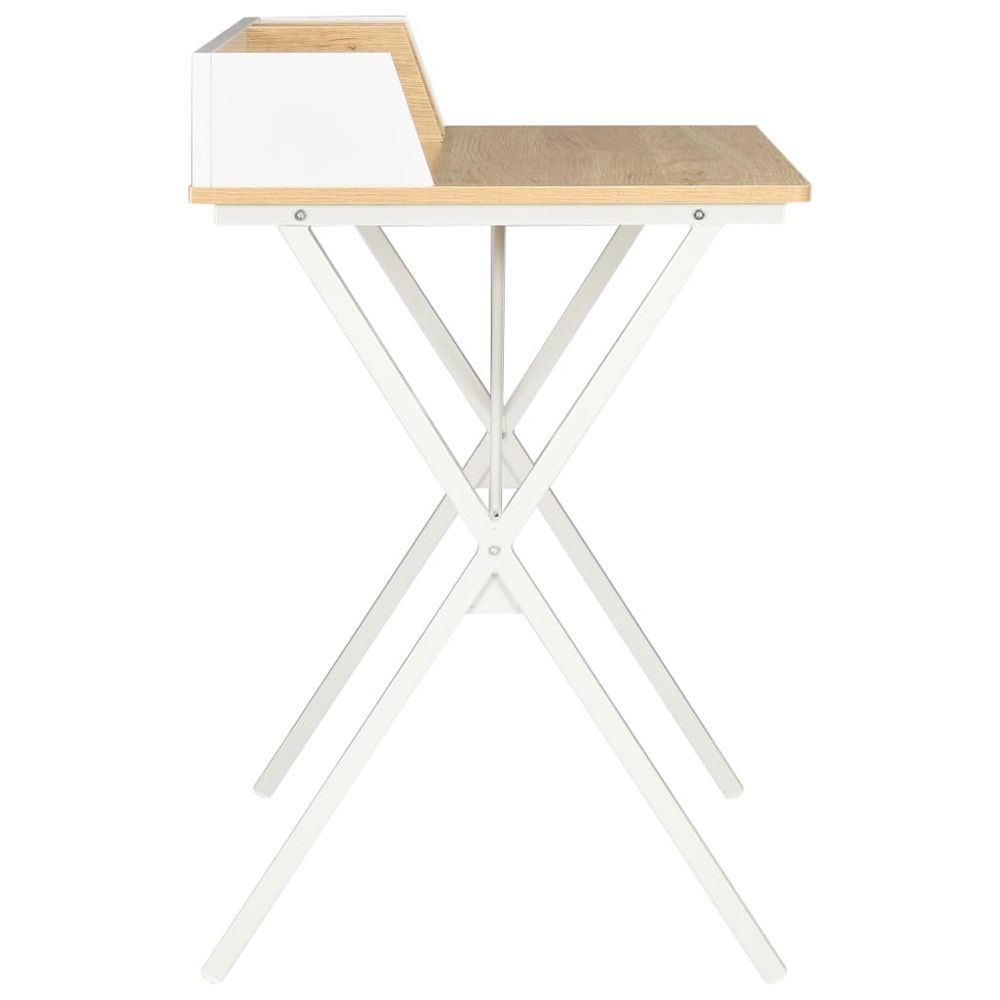 Desk White and Natural vidaXL 80x50x84 cm - Desk from vidaXL