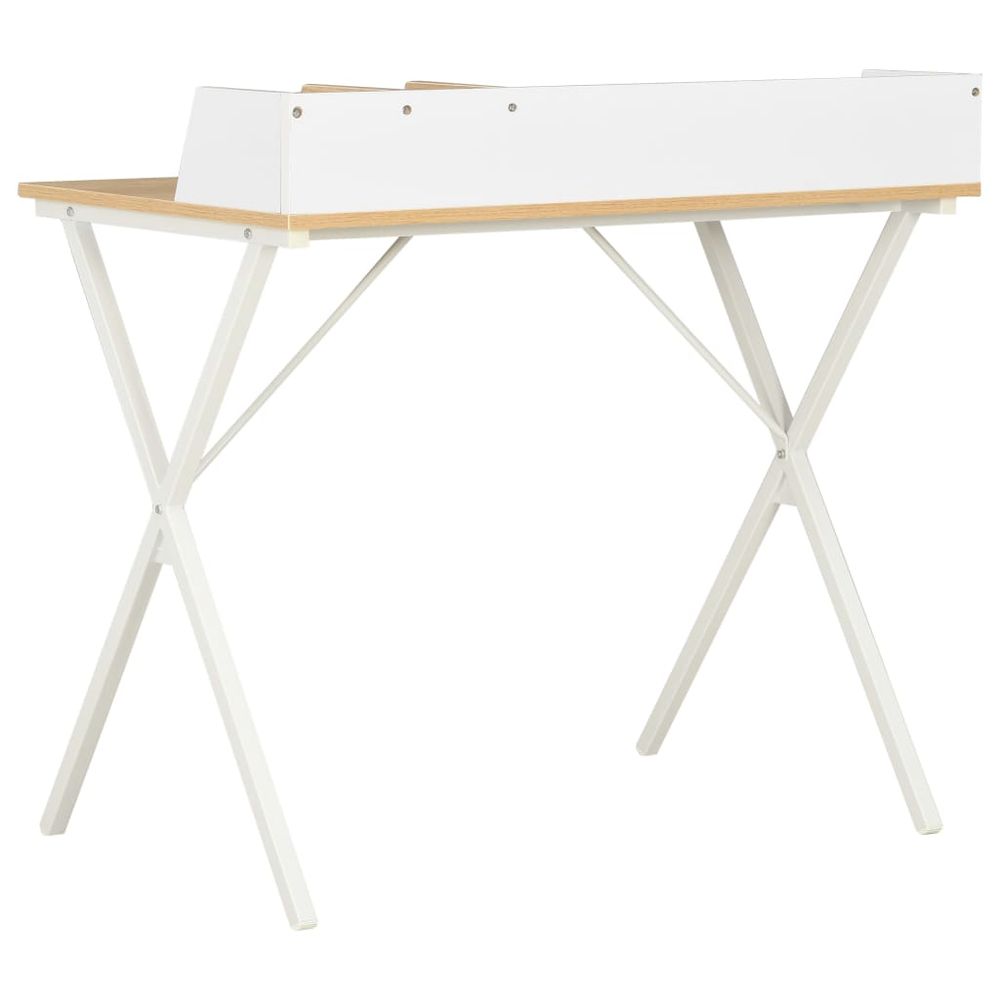 Desk White and Natural vidaXL 80x50x84 cm - Desk from vidaXL