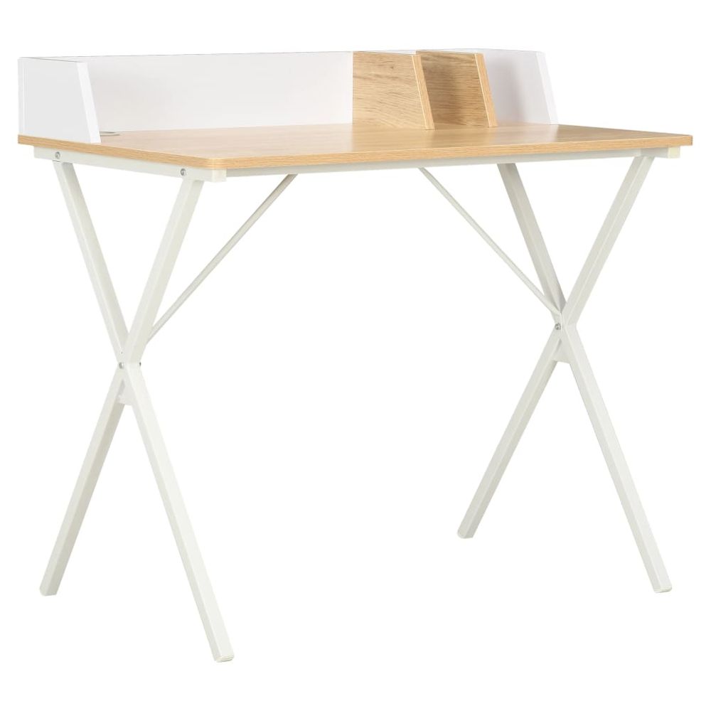 Desk White and Natural vidaXL 80x50x84 cm - Desk from vidaXL