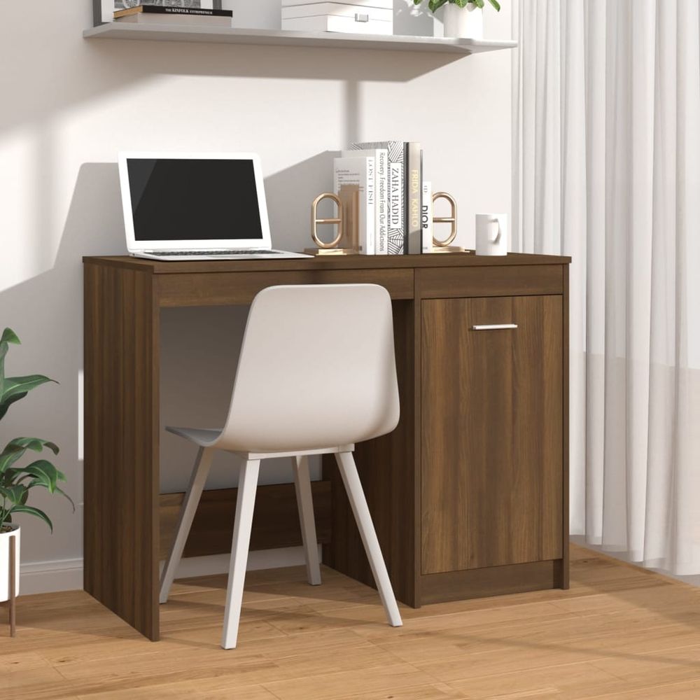 Desk Smoked Oak 100x50x76 cm vidaXL Engineered Wood - Desk from vidaXL