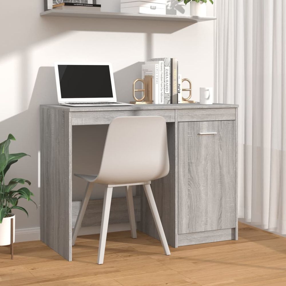 Desk Smoked Oak 100x50x76 cm vidaXL Engineered Wood - Desk from vidaXL