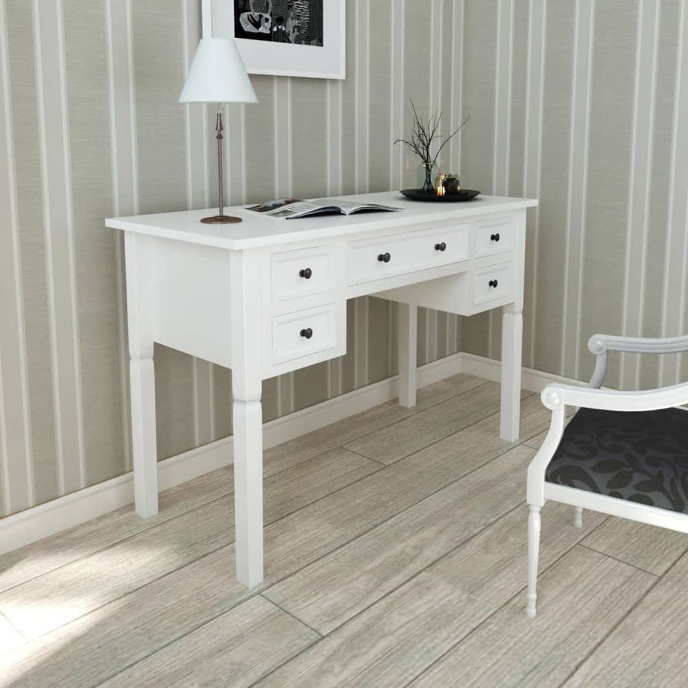 Writing Desk White 109.5x45x77.5 cm Wood - Desk from vidaXL