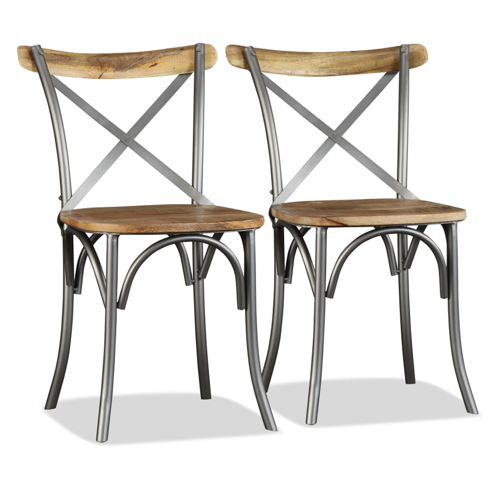 Dining Chairs 4 pcs vidaXL Solid Mango Wood and Steel Cross Back - Dining Chairs from vidaXL