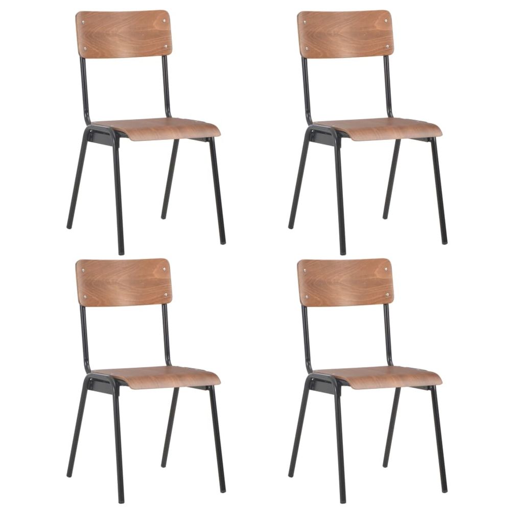 Dining Chairs 4 pcs vidaXL Brown Solid Plywood Steel - Dining Chairs from vidaXL