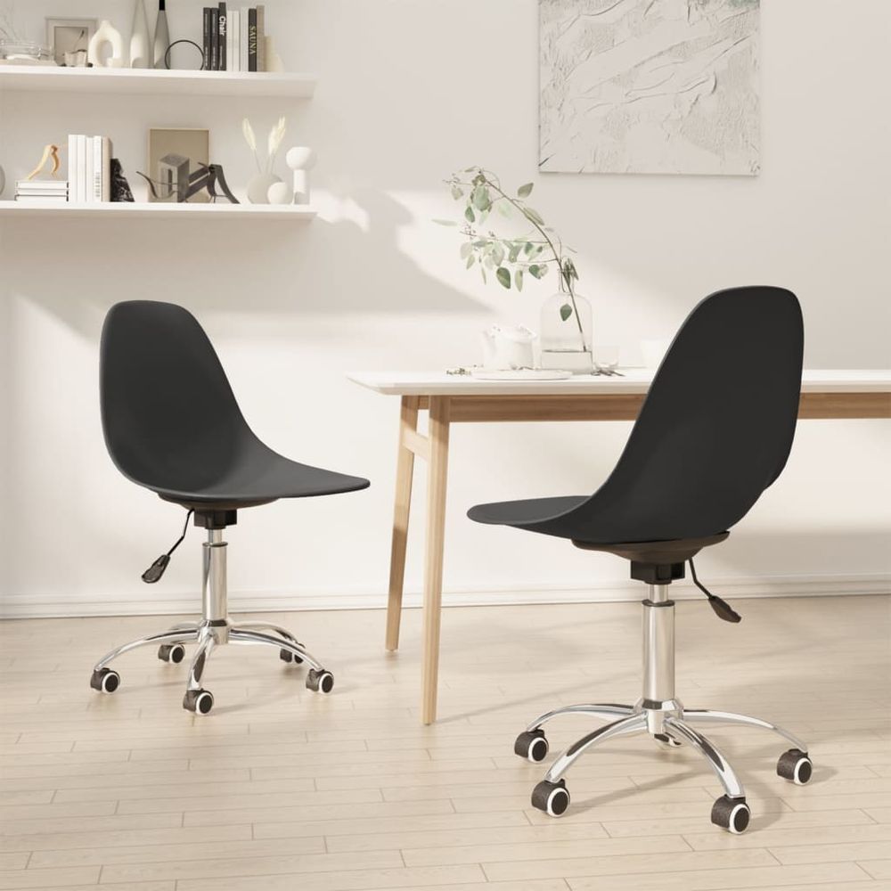 Swivel Dining Chairs 2 pcs vidaXL Light Grey PP - Dining Chairs from vidaXL