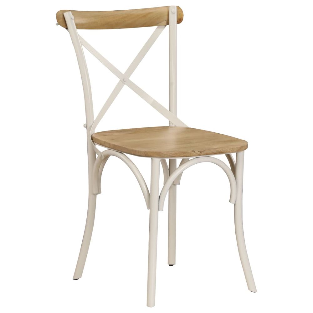 Cross Chairs 4 pcs White vidaXL Solid Mango Wood - Dining Chairs from vidaXL