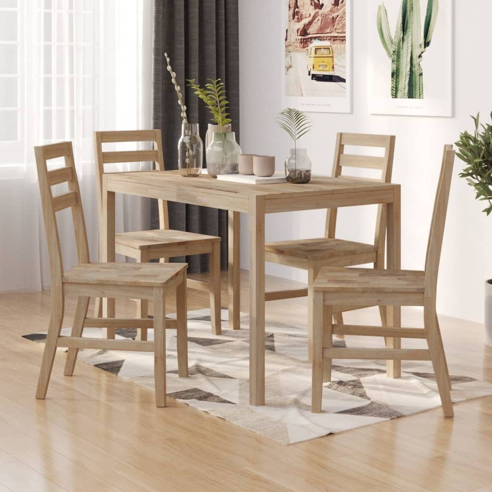 5 Piece vidaXL Dining Set Solid Wood Acacia - Dining Set from vidaXL