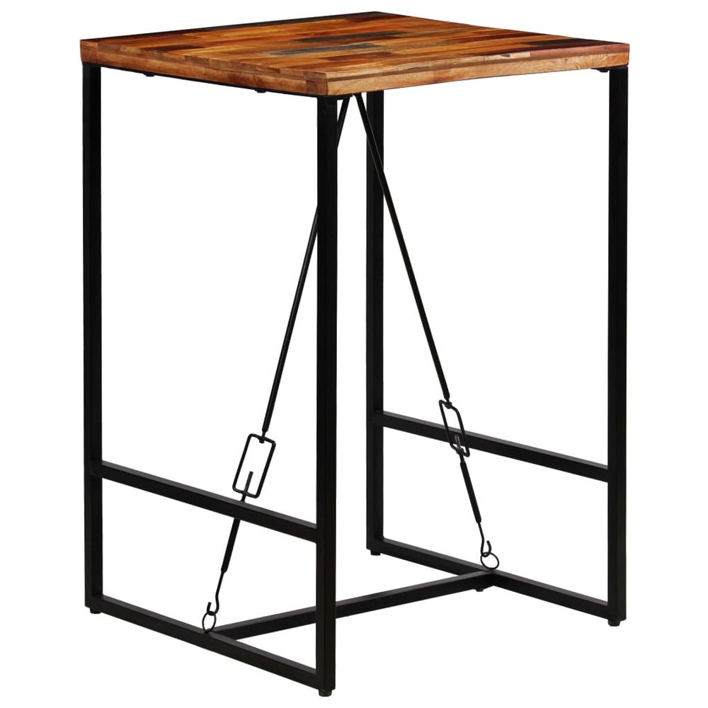 Bar Set 3 Pieces vidaXL Solid Reclaimed Wood and Genuine Goat Leather - Dining Set from vidaXL