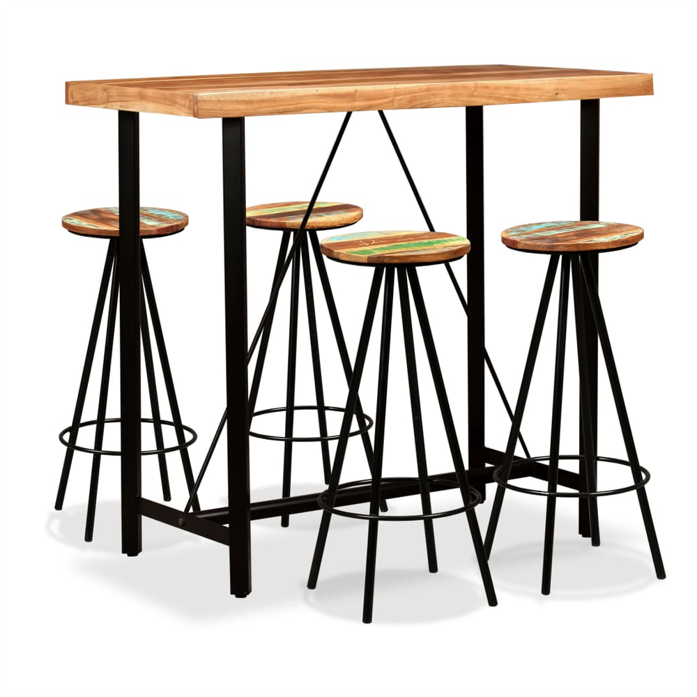 Bar Set 5 Pieces vidaXL Solid Acacia and Reclaimed Wood - Dining Set from vidaXL