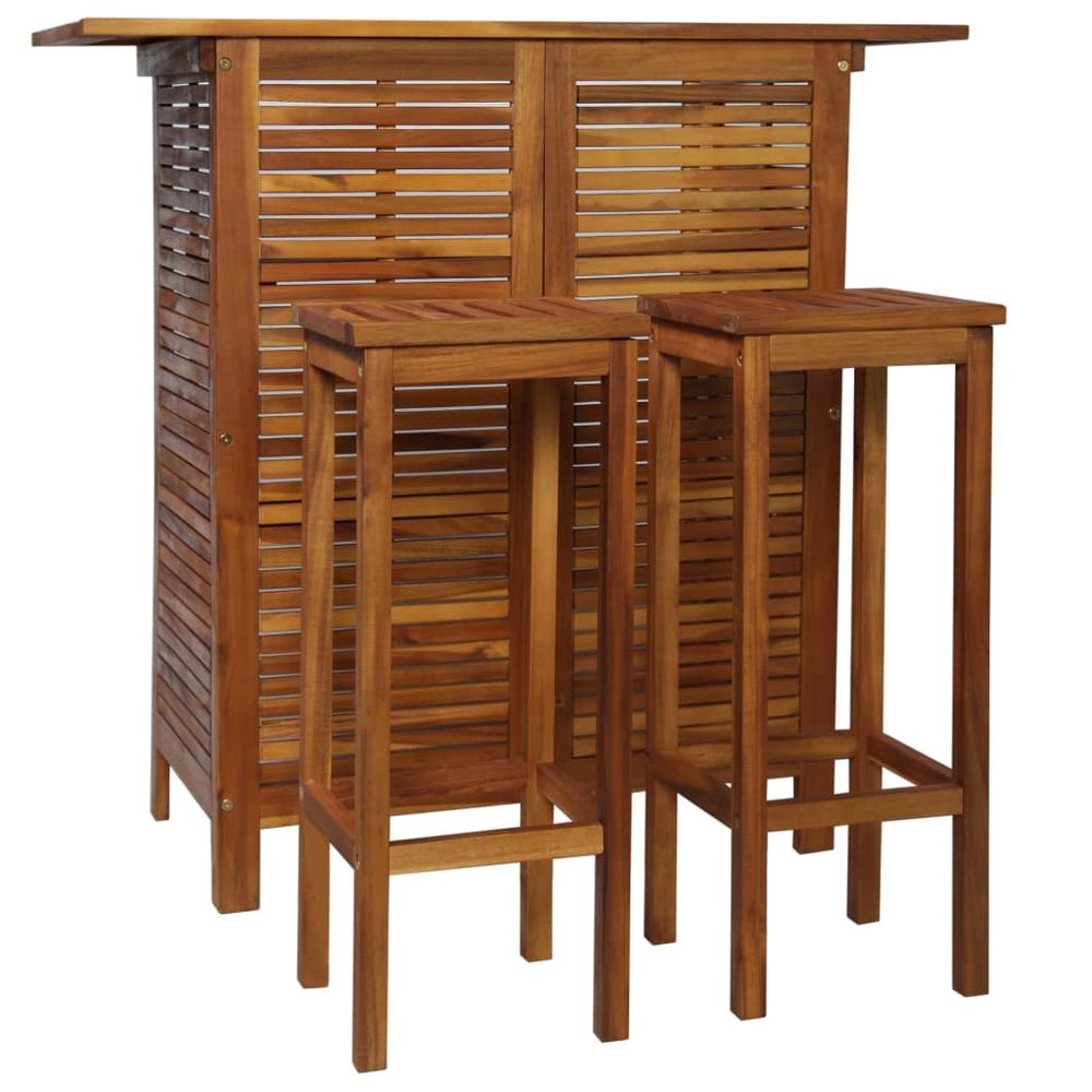 Bar Table and Chair Set 3 Pieces vidaXL Solid Acacia Wood - Dining Set from vidaXL