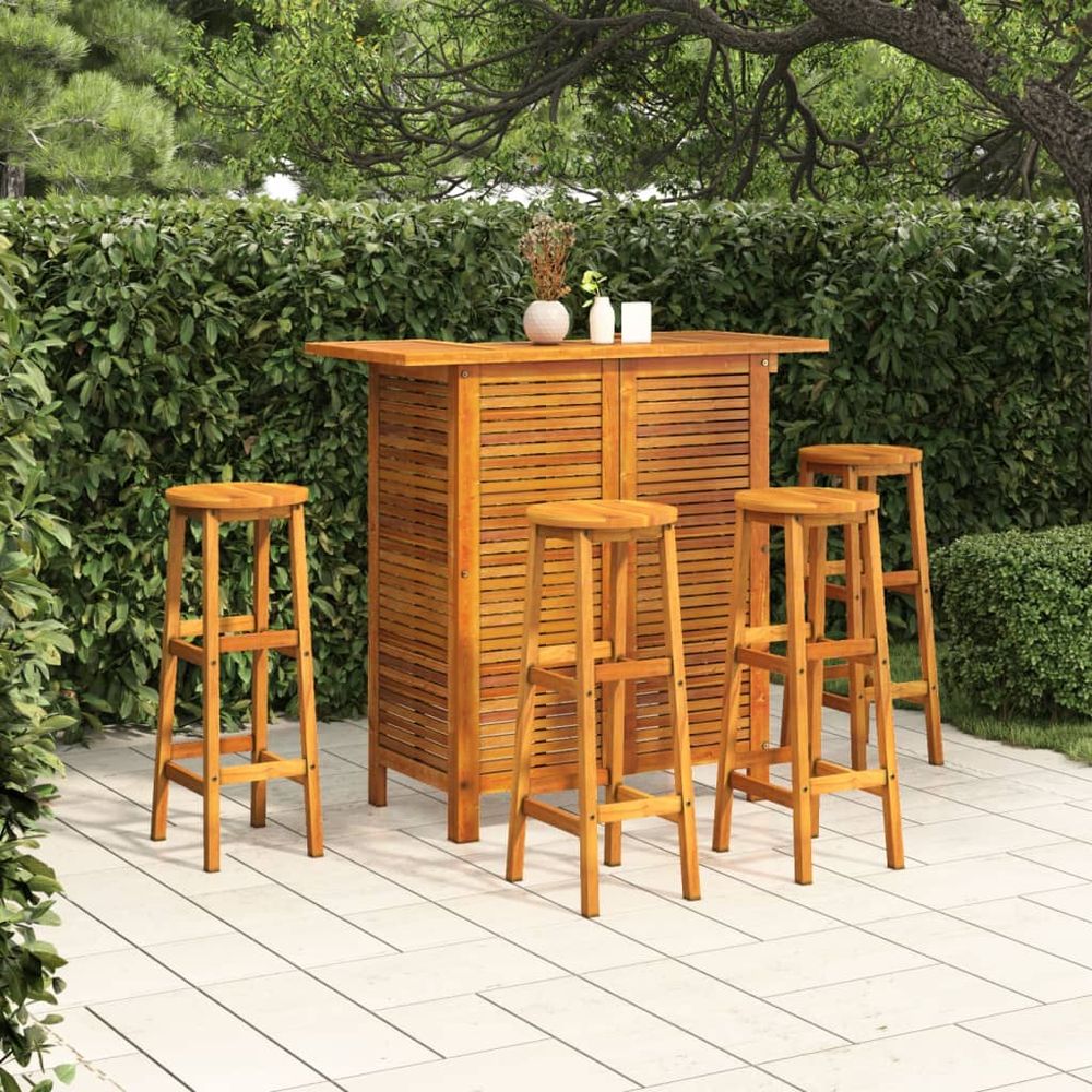Bar Table and Chair Set 3 Pieces vidaXL Solid Acacia Wood - Dining Set from vidaXL