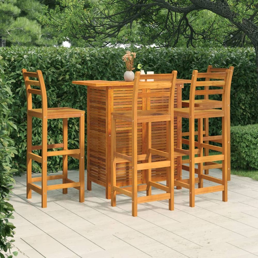 Bar Table and Chair Set 3 Pieces vidaXL Solid Acacia Wood - Dining Set from vidaXL