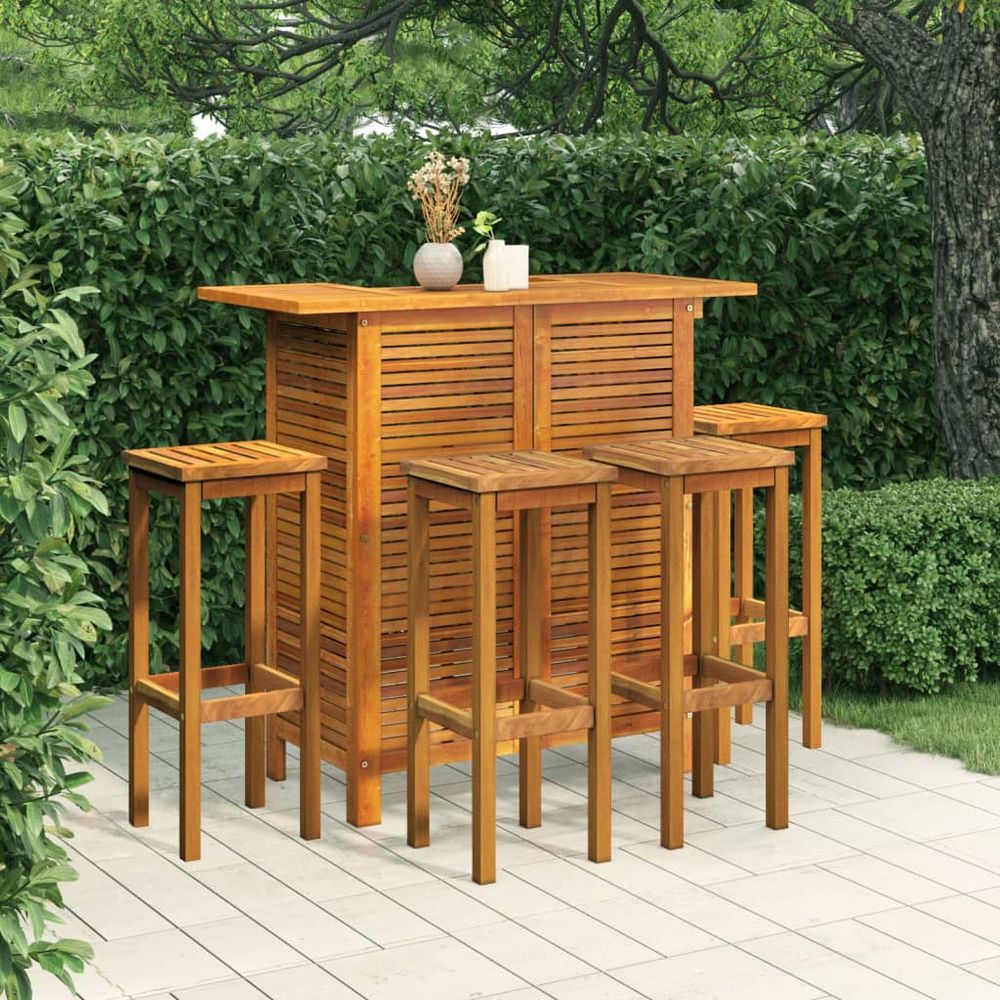 Bar Table and Chair Set 3 Pieces vidaXL Solid Acacia Wood - Dining Set from vidaXL