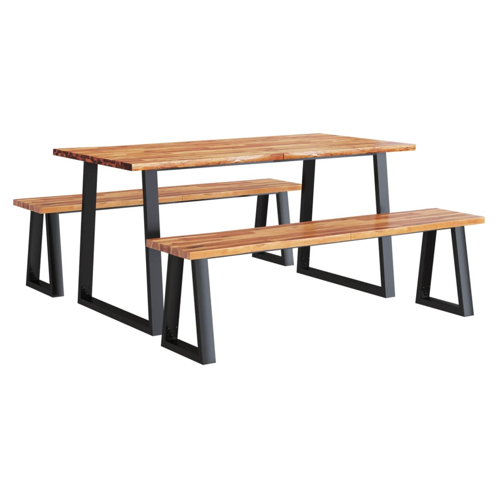 3 Piece vidaXL Dining Set with Live Edge Solid Wood Acacia - Dining Set from vidaXL