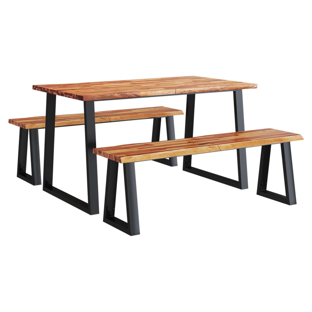 3 Piece vidaXL Dining Set with Live Edge Solid Wood Acacia - Dining Set from vidaXL