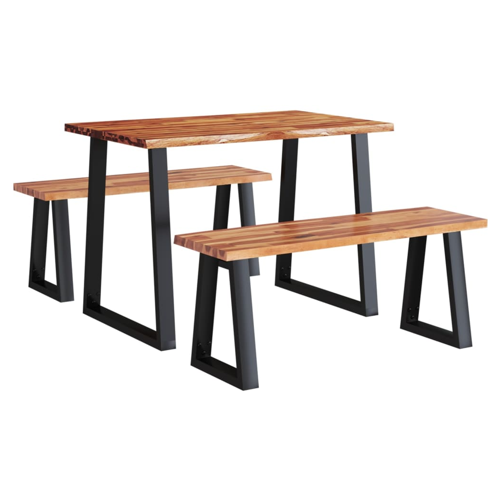 3 Piece vidaXL Dining Set with Live Edge Solid Wood Acacia - Dining Set from vidaXL