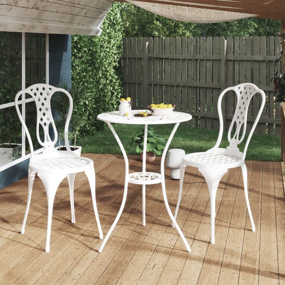 3 Piece vidaXL Bistro Set Cast Aluminium Green - Dining Set from vidaXL
