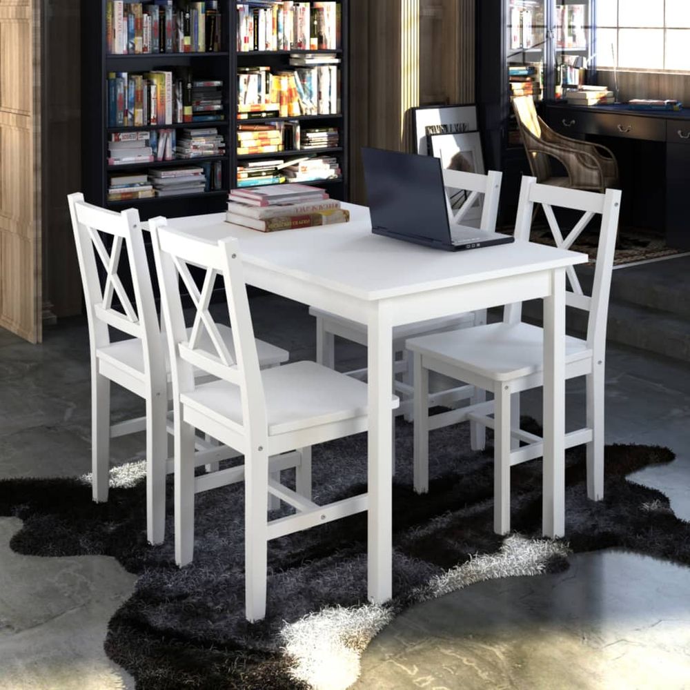 5 Piece vidaXL Dining Set White - Dining Set from vidaXL