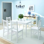 Three Piece Dining Set Pinewood vidaXL White by vidaXL
