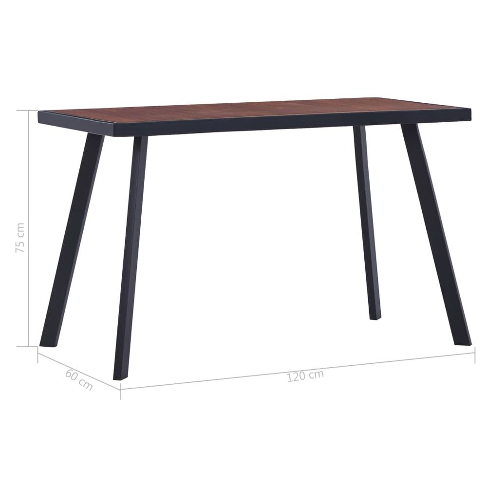 Dining Table Dark Wood and Black vidaXL 120x60x75 cm MDF - Dining Table from vidaXL