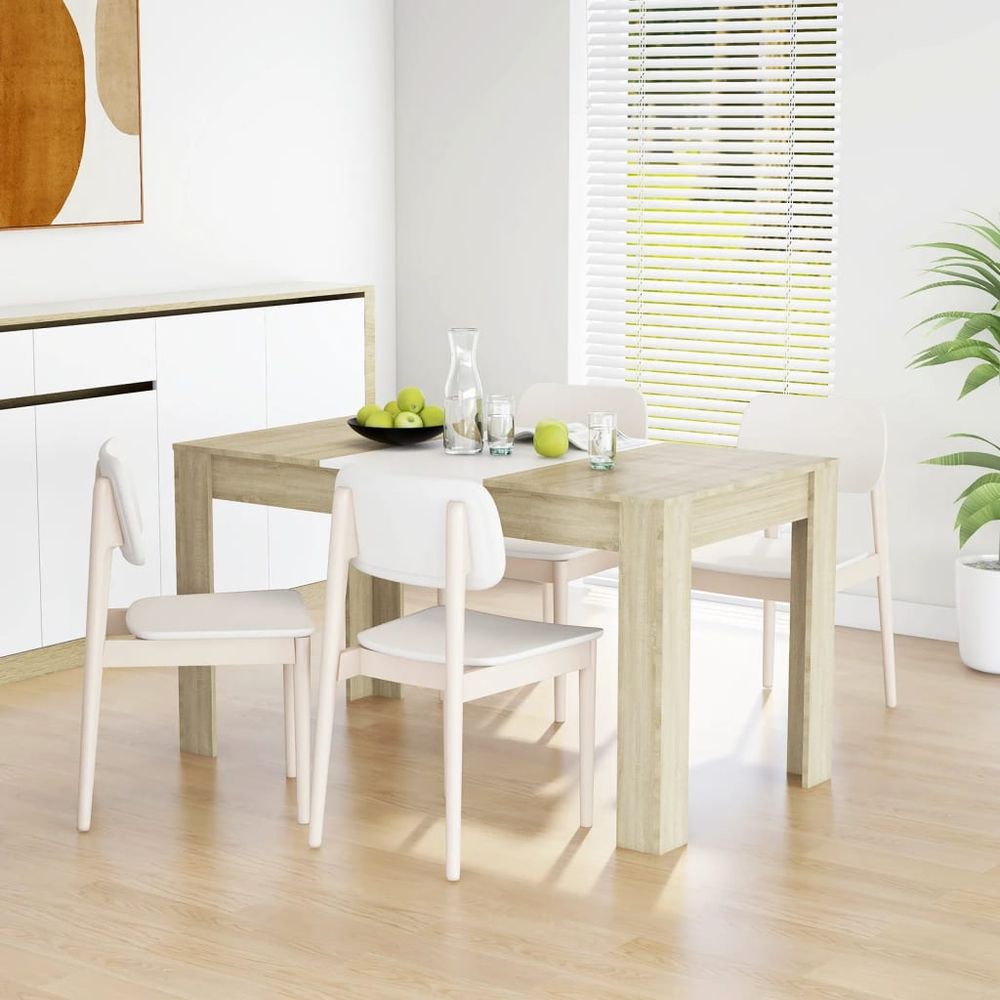 Dining Table Smoked Oak vidaXL 140x74.5x76 cm Engineered Wood - Dining Table from vidaXL
