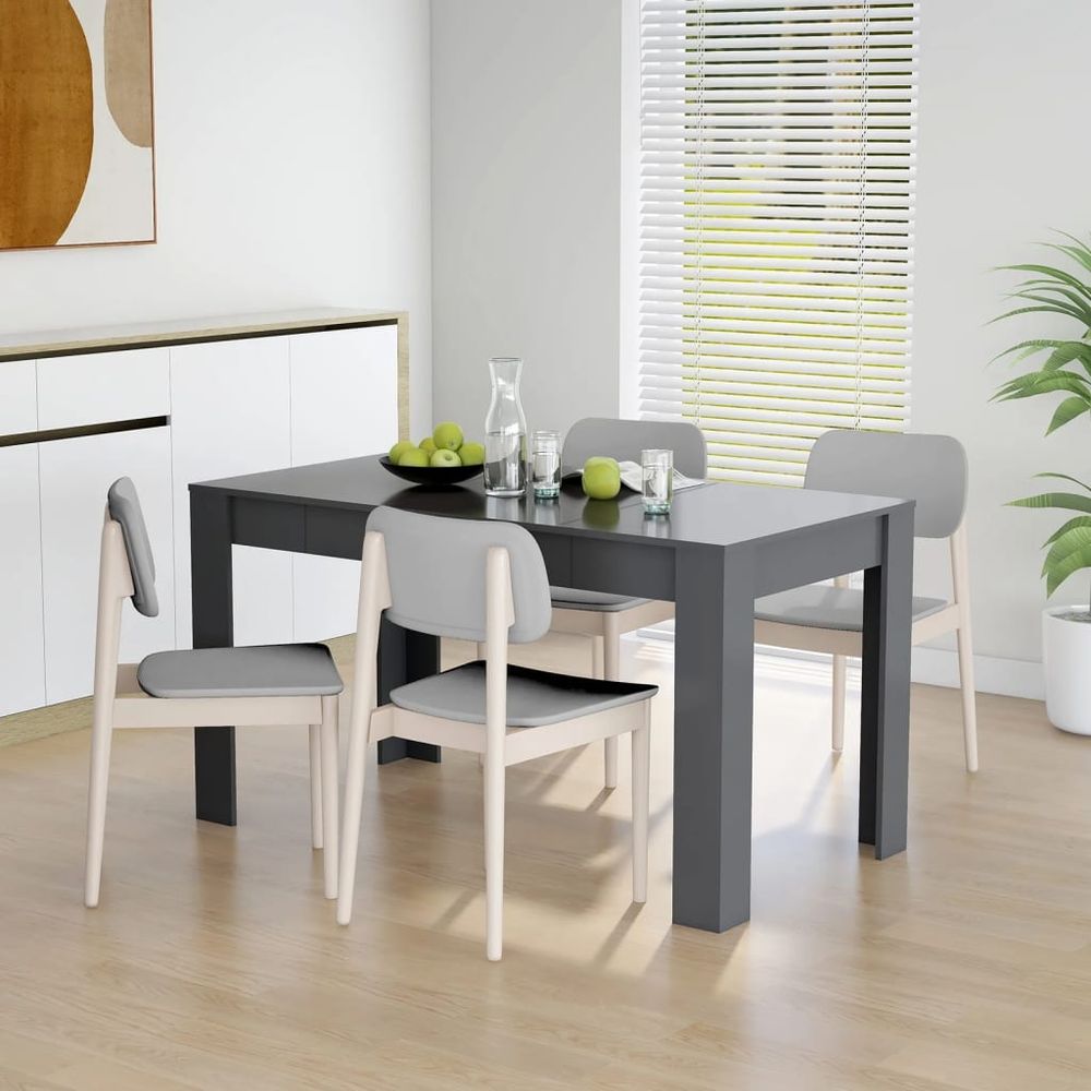 Dining Table Smoked Oak vidaXL 140x74.5x76 cm Engineered Wood - Dining Table from vidaXL