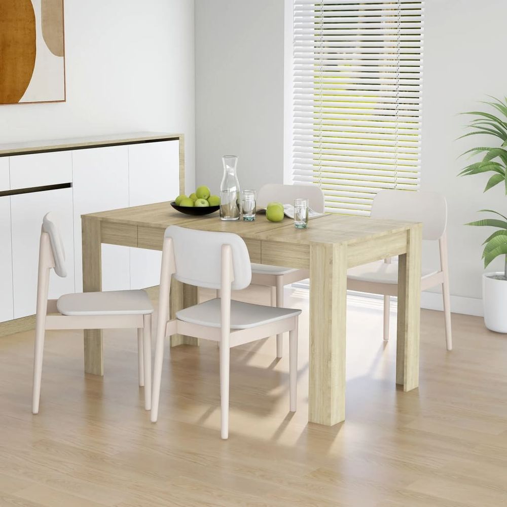 Dining Table Smoked Oak vidaXL 140x74.5x76 cm Engineered Wood - Dining Table from vidaXL