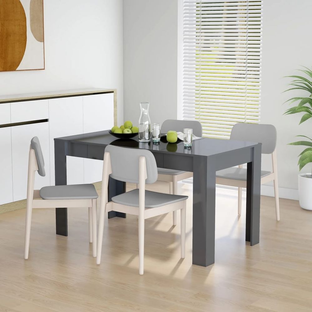 Dining Table Smoked Oak vidaXL 140x74.5x76 cm Engineered Wood - Dining Table from vidaXL