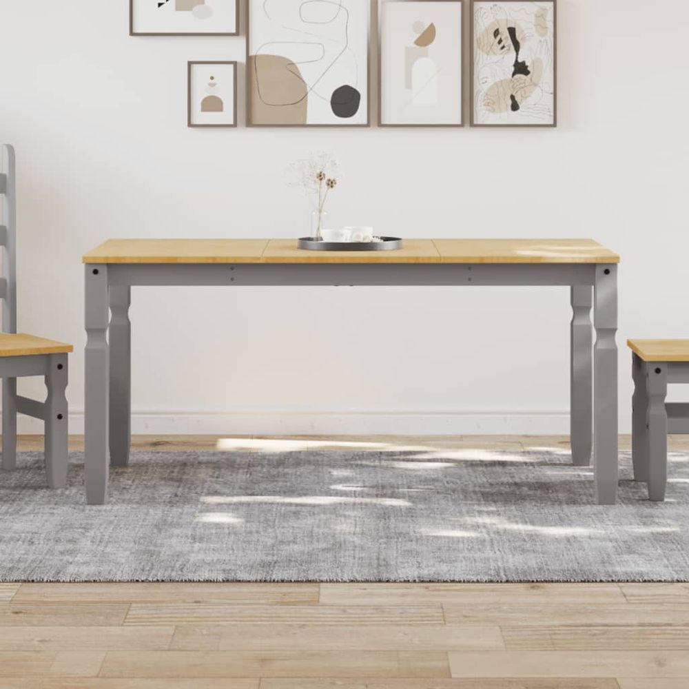 Dining Table Corona Grey 160x80x75 cm vidaXL Solid Wood Pine - Dining Table from vidaXL