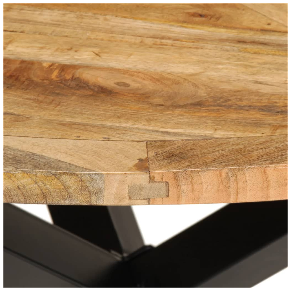 Dining Table Ø110x75 cm vidaXL Solid Wood Rough Mango - Dining Table from vidaXL