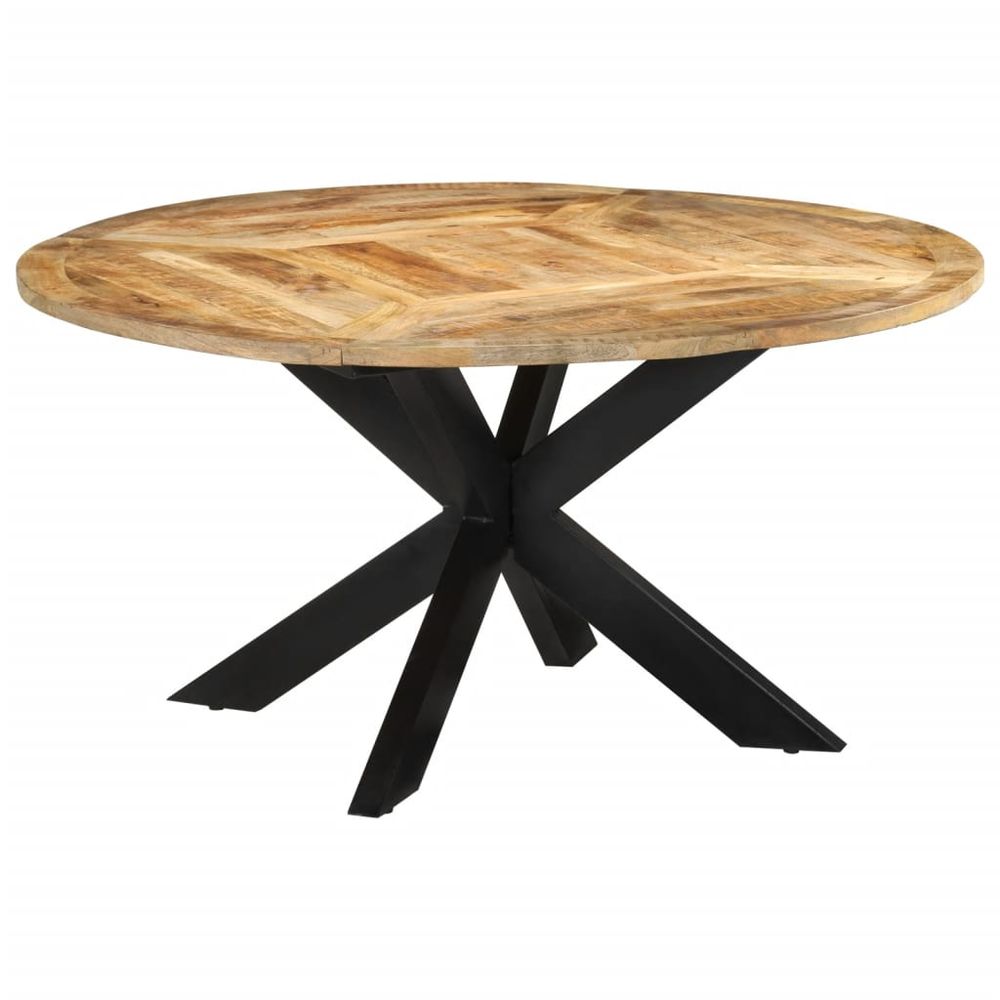 Dining Table Ø150x76 cm vidaXL Solid Rough Wood Mango - Dining Table from vidaXL