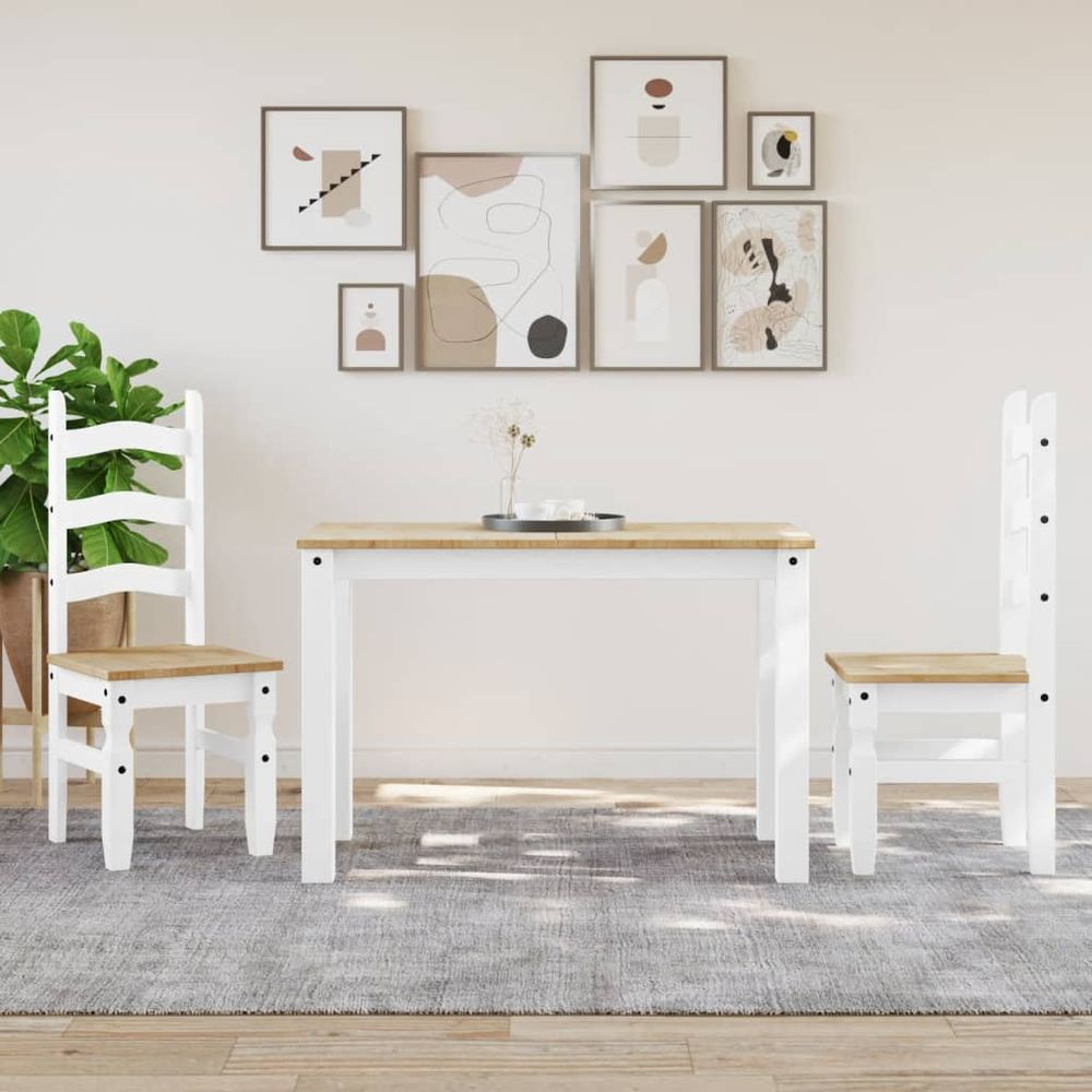 Dining Table Panama White 117x60x75 cm vidaXL Solid Wood Pine - Dining Table from vidaXL