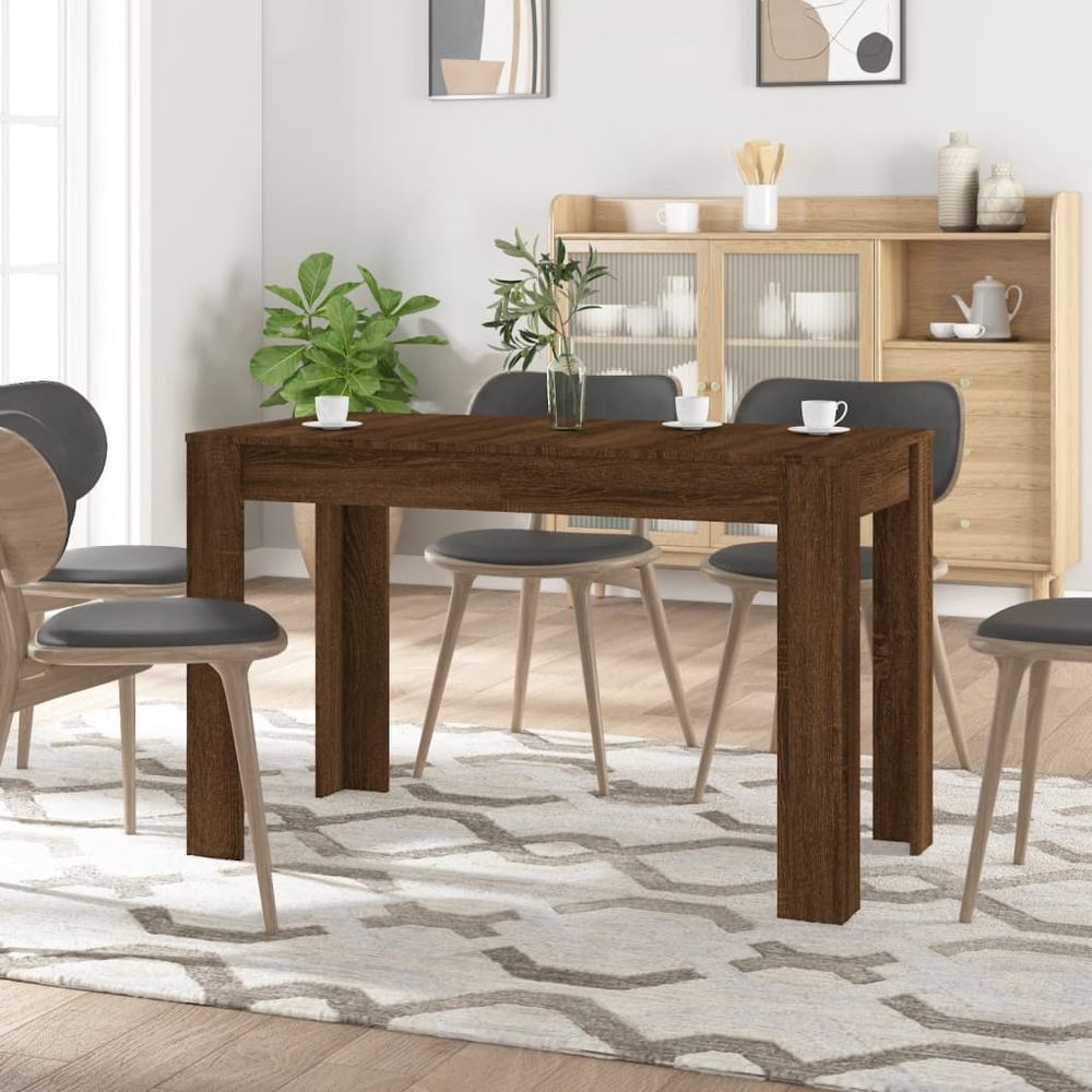 Dining Table Smoked Oak vidaXL 120x60x76 cm Engineered Wood - Dining Table from vidaXL