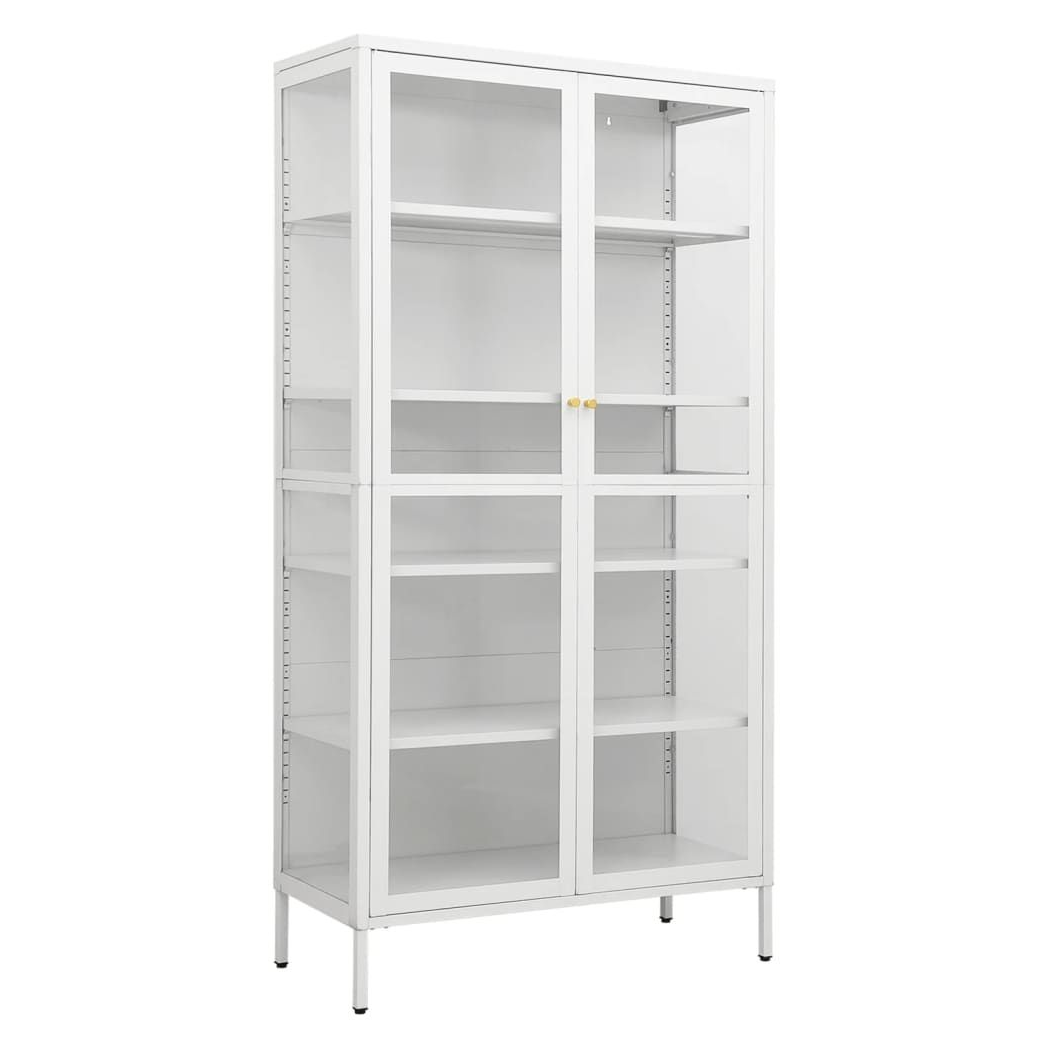 Display Cabinet White vidaXL 90x40x180 cm Steel and Tempered Glass - Display Cabinet from vidaXL