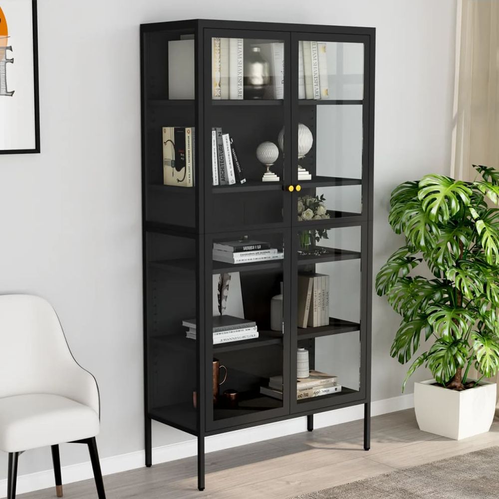 Display Cabinet White vidaXL 90x40x180 cm Steel and Tempered Glass - Display Cabinet from vidaXL