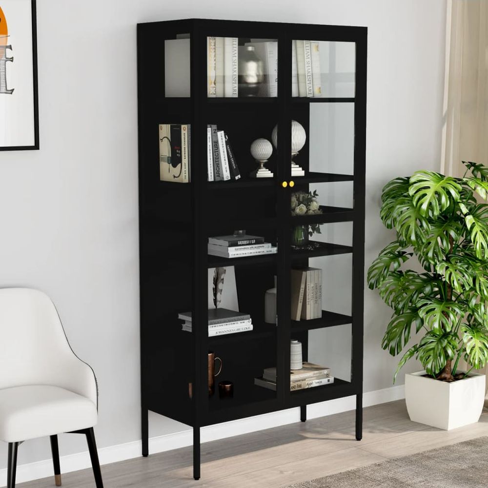 Display Cabinet White vidaXL 90x40x180 cm Steel and Tempered Glass - Display Cabinet from vidaXL