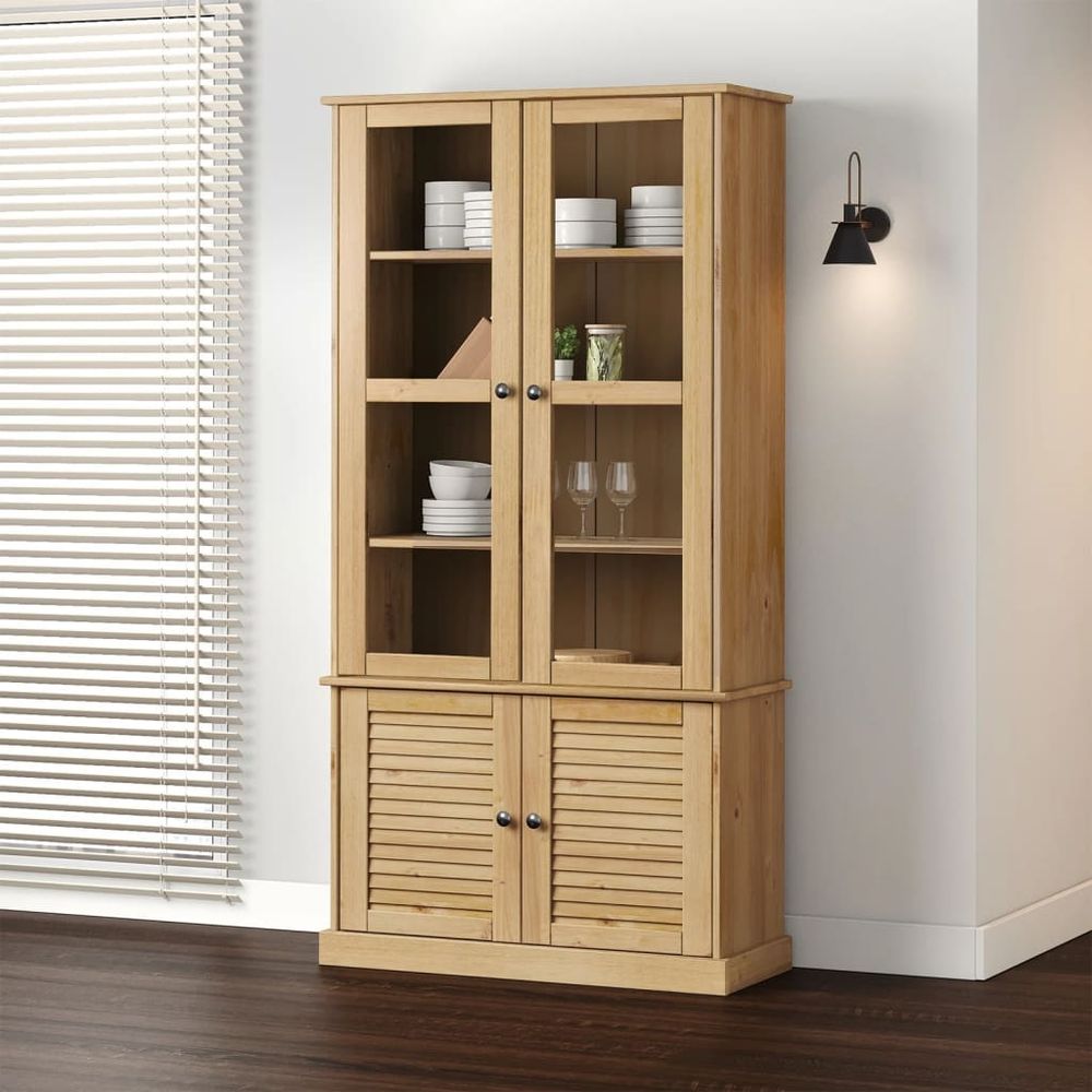 Glass Display Cabinet VIGO vidaXL 85x35x170 cm Solid Wood Pine - Display Cabinet from vidaXL