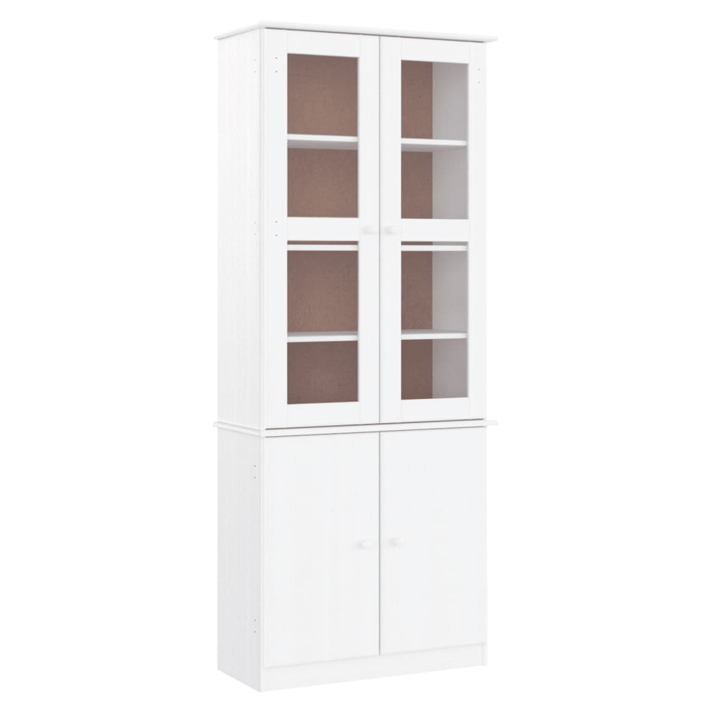 Glass Display Cabinet ALTA vidaXL White 77x35x186.5 cm Solid Wood Pine - Display Cabinet from vidaXL