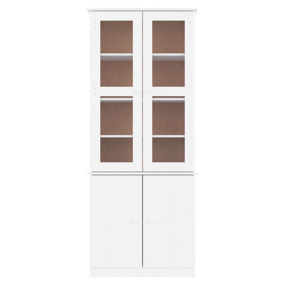 Glass Display Cabinet ALTA vidaXL White 77x35x186.5 cm Solid Wood Pine - Display Cabinet from vidaXL
