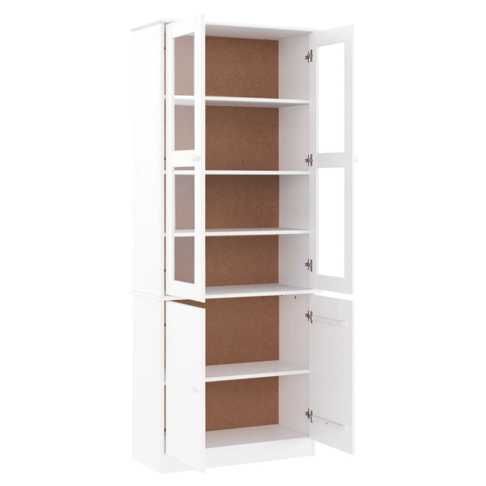 Glass Display Cabinet ALTA vidaXL White 77x35x186.5 cm Solid Wood Pine - Display Cabinet from vidaXL